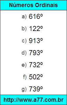 Atividade Números Ordinais: 616º, 122º