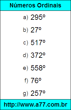 Atividade Números Ordinais: 295º, 27º