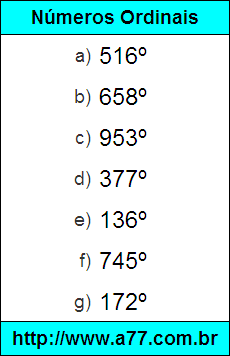 Exercícios com Números Ordinais Escritos por Extenso.