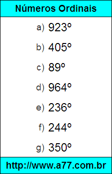 Atividade Números Ordinais: 923º, 405º