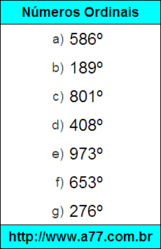 Testes com Números Ordinais Escritos por Extenso.