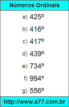Exercícios com Números Ordinais Escritos por Extenso.