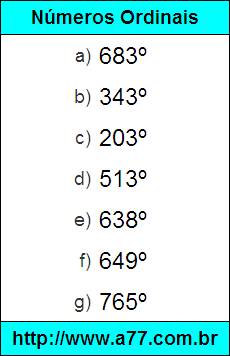Exercícios sobre Converção de Números Ordinais Escritos por Extenso em Numeral