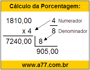 Calcular 4/8 de R$ 1810,00