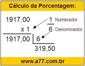 Calcular 1/6 de R$ 1917,00