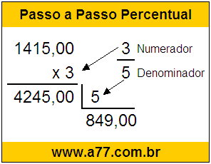 Calcular 3/5 de R$ 1415,00