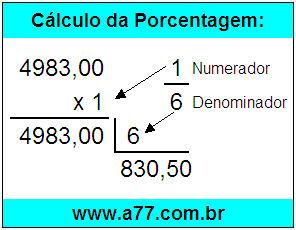 Calcular 1/6 de R$ 4983,00