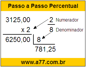 Calcular 2/8 de R$ 3125,00