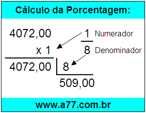 Calcular 1/8 de R$ 4072,00