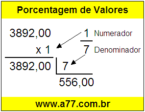 Quanto é 1/7 de R$ 3892,00