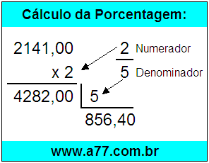 Calcular 2/5 de R$ 2141,00