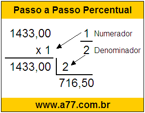 Calcular 1/2 de R$ 1433,00