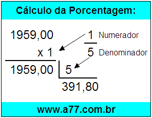 Quanto é 1/5 de R$ 1959,00