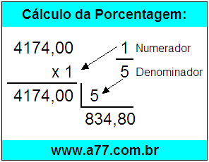 Quanto é 1/5 de R$ 4174,00
