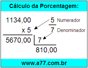 Quanto é 5/7 de R$ 1134,00