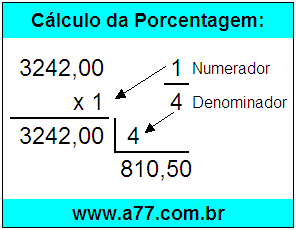 Calcular 1/4 de R$ 3242,00