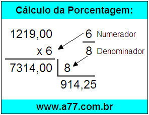 Calcular 6/8 de R$ 1219,00