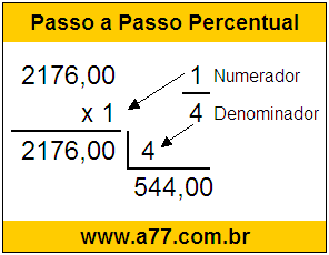 Calcular 1/4 de R$ 2176,00