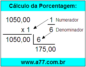 Calcular 1/6 de R$ 1050,00