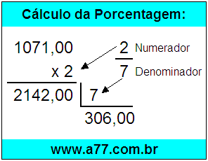Quanto é 2/7 de R$ 1071,00