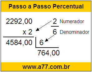 Calcular 2/6 de R$ 2292,00