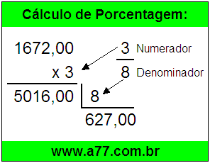 Quanto é 3/8 de R$ 1672,00