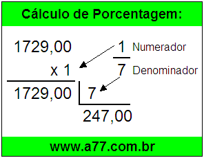 Calcular 1/7 de R$ 1729,00