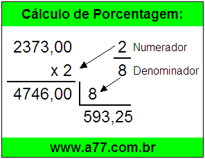 Quanto é 2/8 de R$ 2373,00