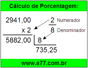 Calcular 2/8 de R$ 2941,00