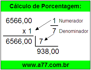 Calcular 1/7 de R$ 6566,00