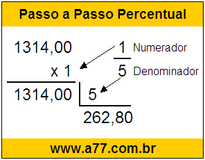Quanto é 1/5 de R$ 1314,00