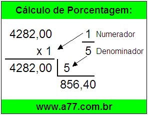 Quanto é 1/5 de R$ 4282,00
