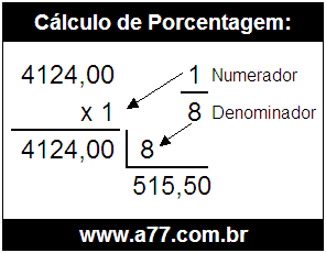 Quanto é 1/8 de R$ 4124,00