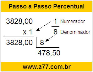 Calcular 1/8 de R$ 3828,00