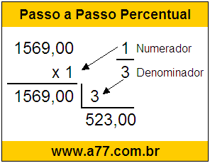 Calcular 1/3 de R$ 1569,00