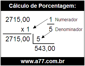 Calcular 1/5 de R$ 2715,00