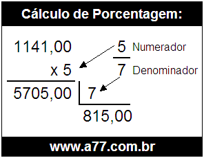 Calcular 5/7 de R$ 1141,00