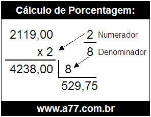 Calcular 2/8 de R$ 2119,00