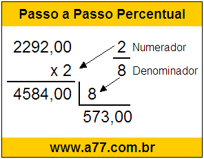 Quanto é 2/8 de R$ 2292,00