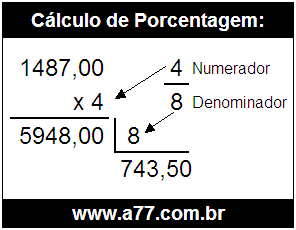 Quanto é 4/8 de R$ 1487,00