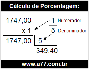 Calcular 1/5 de R$ 1747,00