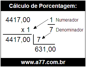 Calcular 1/7 de R$ 4417,00