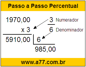 Calcular 3/6 de R$ 1970,00