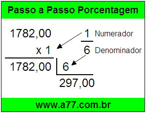Quanto é 1/6 de R$ 1782,00