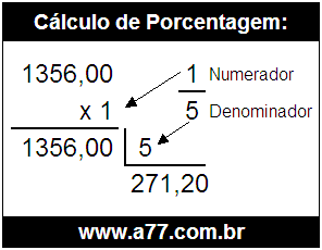 Calcular 1/5 de R$ 1356,00