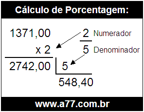 Calcular 2/5 de R$ 1371,00