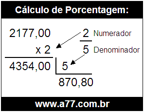 Quanto é 2/5 de R$ 2177,00