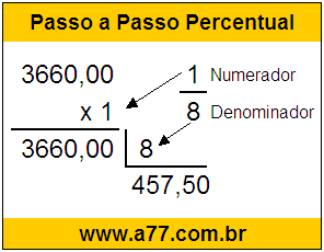 Quanto é 1/8 de R$ 3660,00