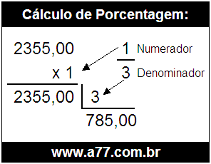 Calcular 1/3 de R$ 2355,00