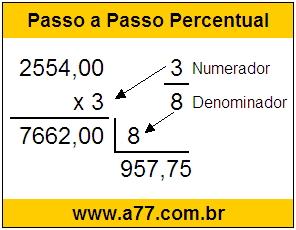 Quanto é 3/8 de R$ 2554,00